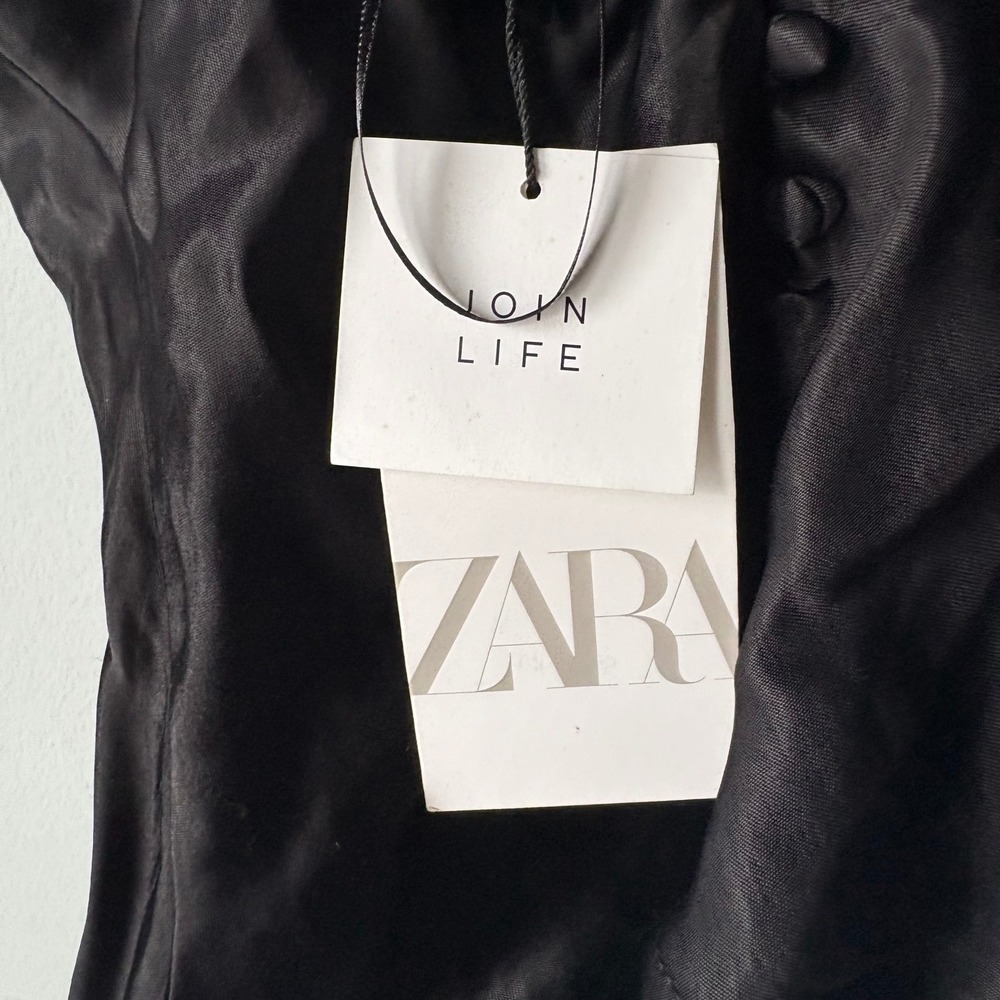 Zara Cowl Neck Black Satin Cami Top Small - Picture 5 of 5